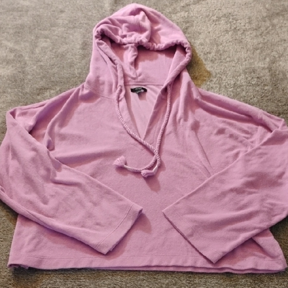 J. Crew Lavender Cropped Terry Hoodie
